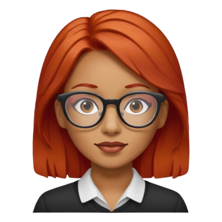 Una mujer con pelo rojo y lentes trigueña sticker