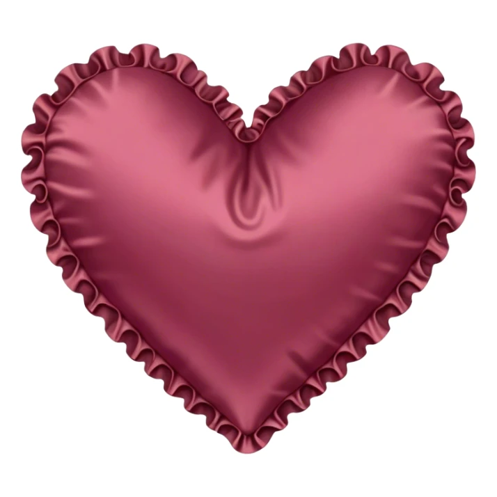 Light burgundy silk heart shaped pillow with ruffles sticker