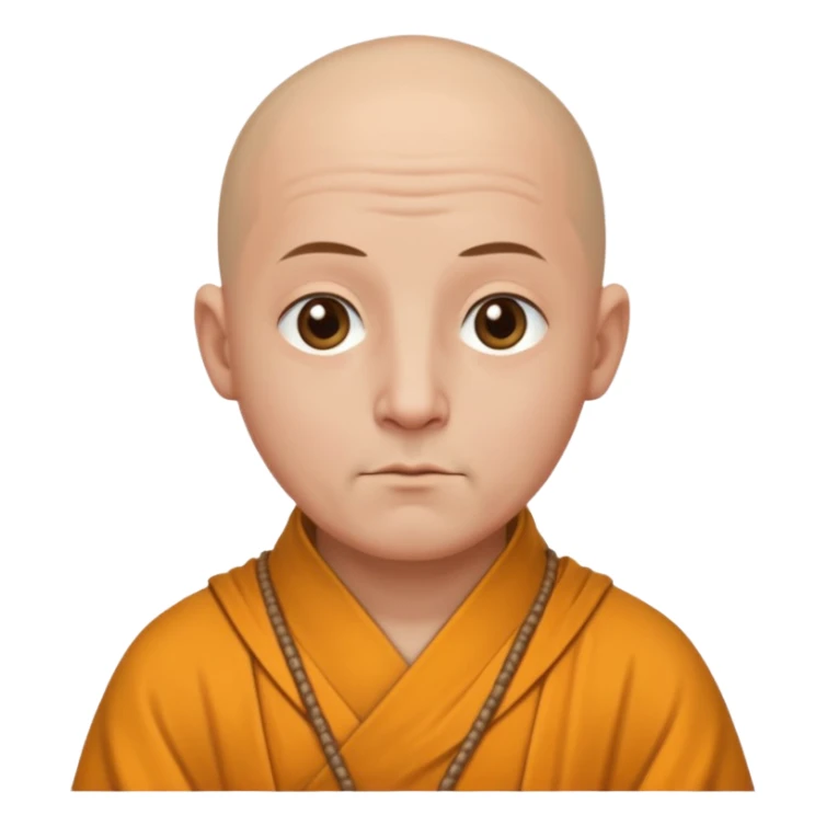 A bald monk in modern American city, wearing traditional robes, calm expression sticker