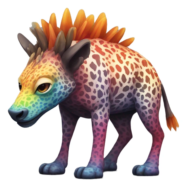 a colorful edgy vernid-fionbri-animal-creature with splash patterns full body sticker