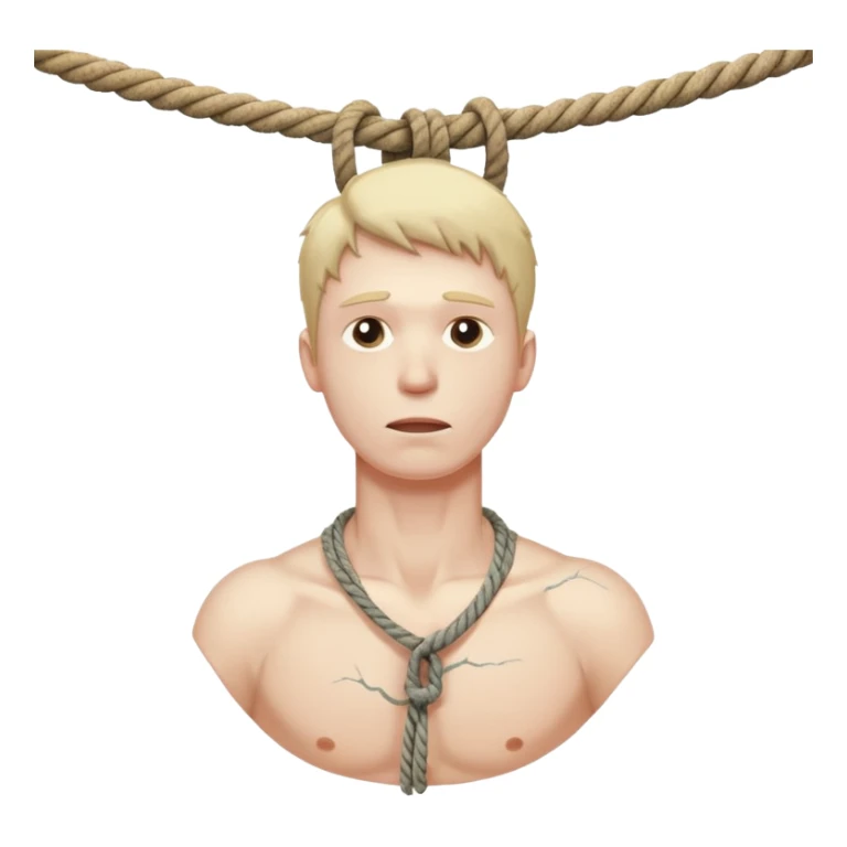 A man's neck hanging in a rope and suicide  sticker