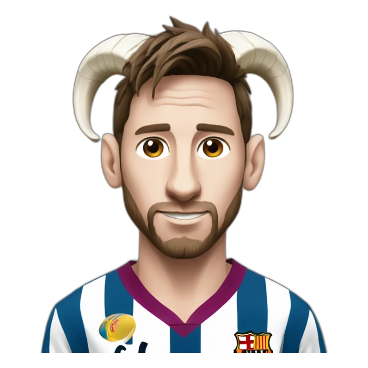 side image of goat with lionel messi head sticker