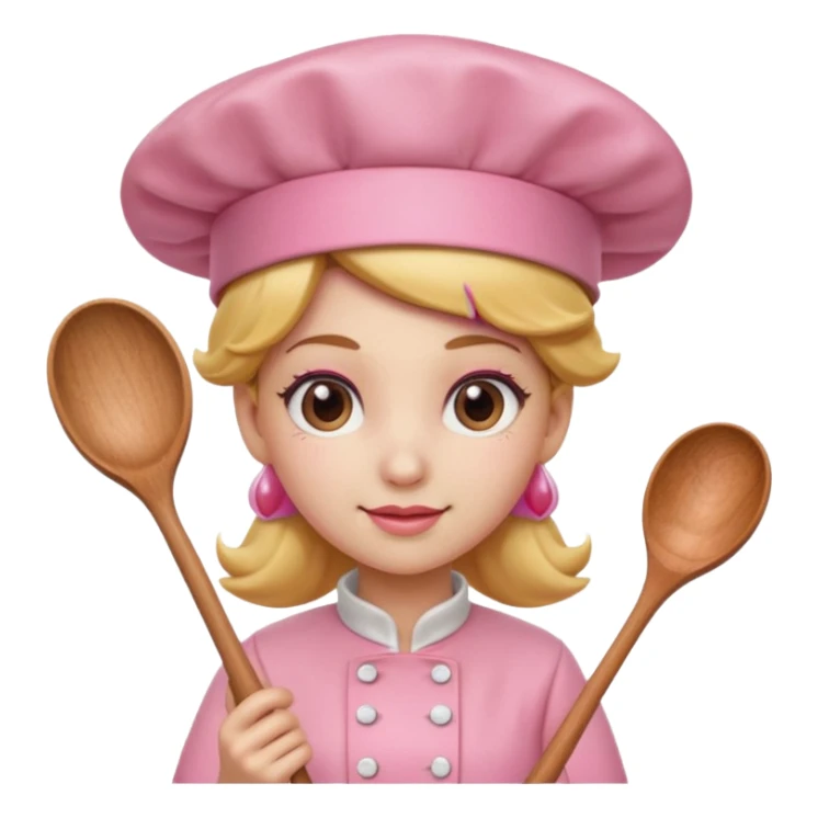 Pink chef hat princess peach with a hand and spoon sticker