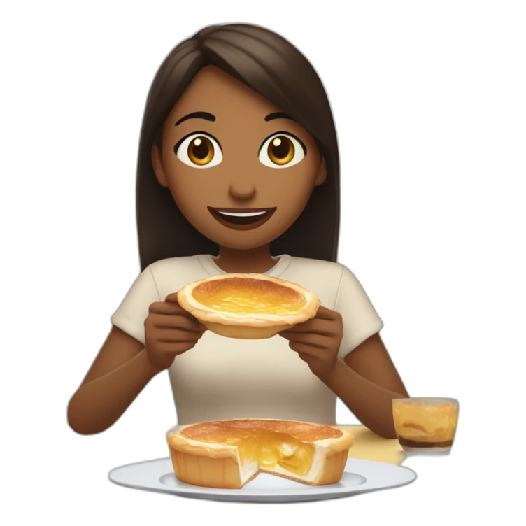 girl eating a pastel de nata in a cafe sticker