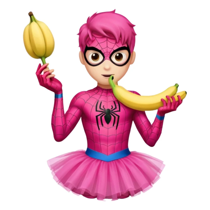spider-man with a pink tutu and banana sticker