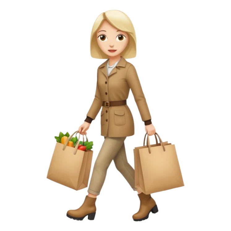 Una donna con gli stivaletti che va a fare la spesa sticker