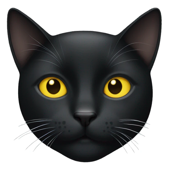Black cat with a small white dot spot on it’s chin with yellow eyes sticker