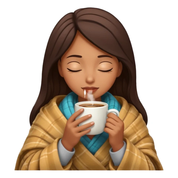 Brown girl inside a blanket sipping coffees eyes closed sticker