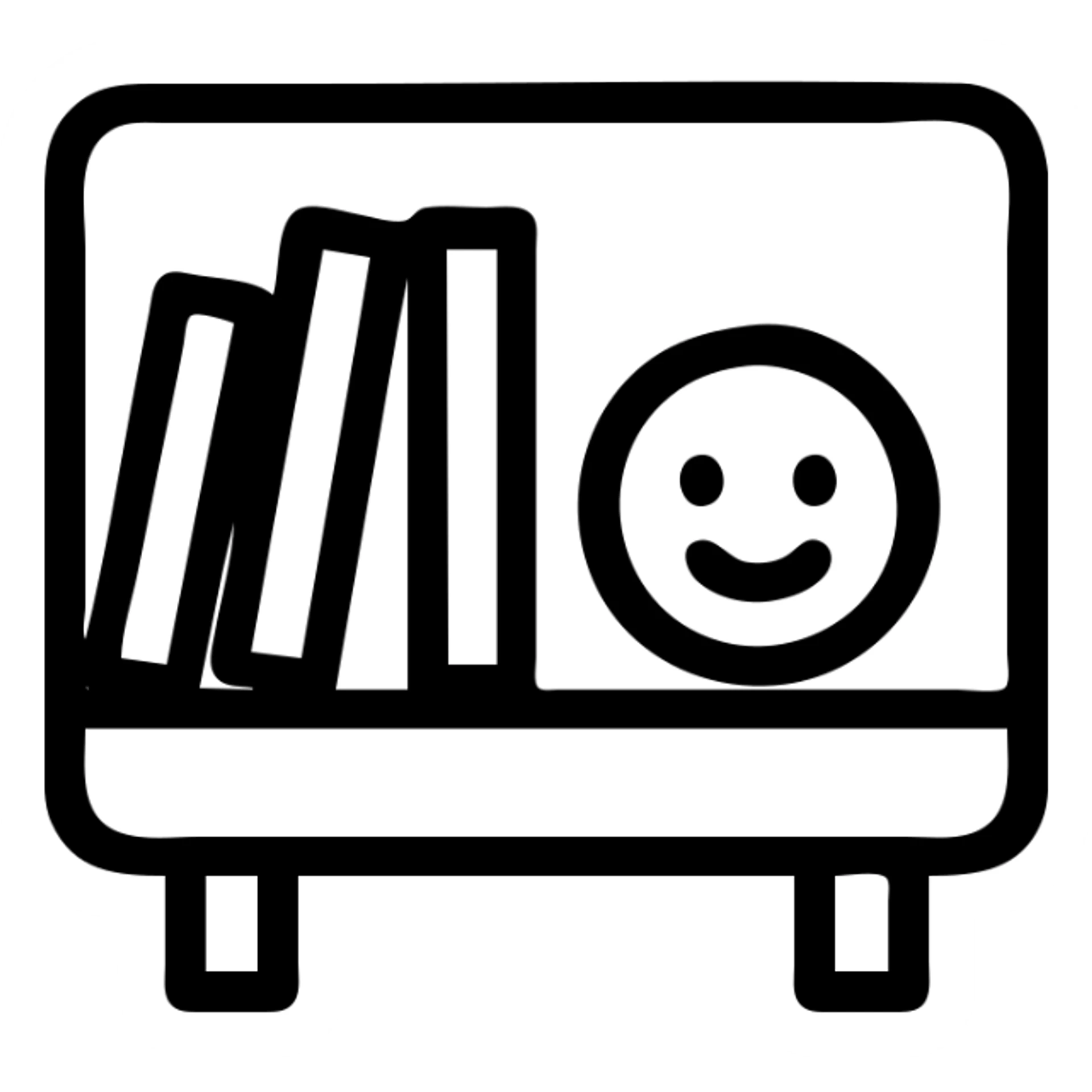 minimal line art bookshelf emoticon sticker