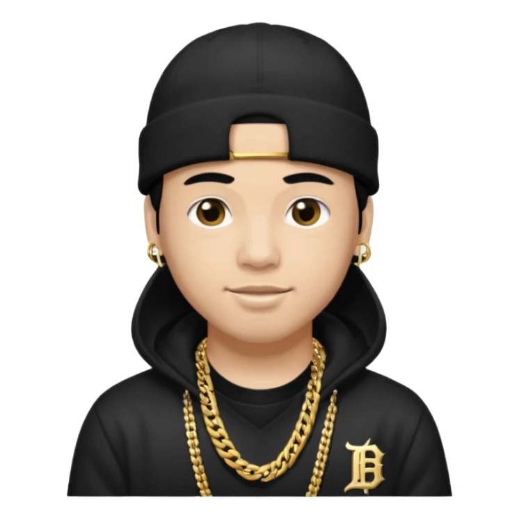 rapper da trắng full đen có mũ len hãng MLB
 sticker