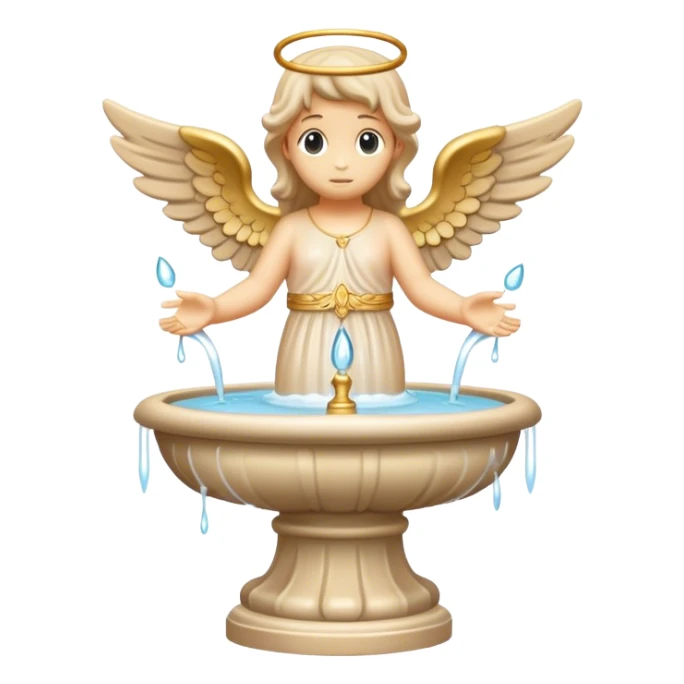 beige water fountain with angel on top  sticker