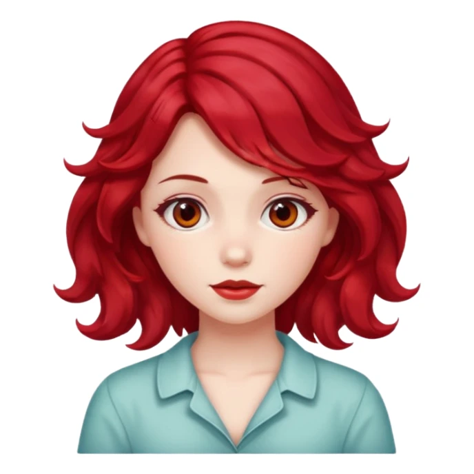 Soft girl with Cherry red wavey medium size hair  sticker