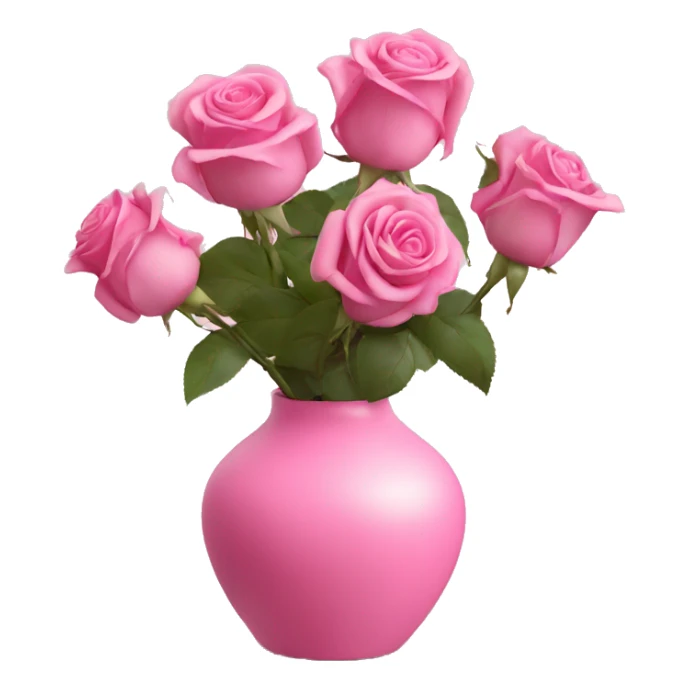 Pink roses in transprent pink vase  sticker