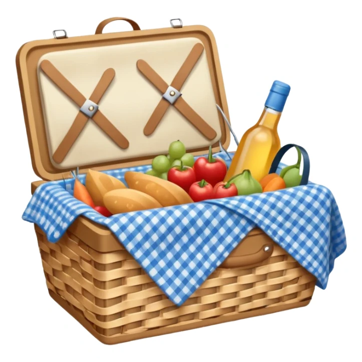 picnic basket with blue gingham blanket sticker