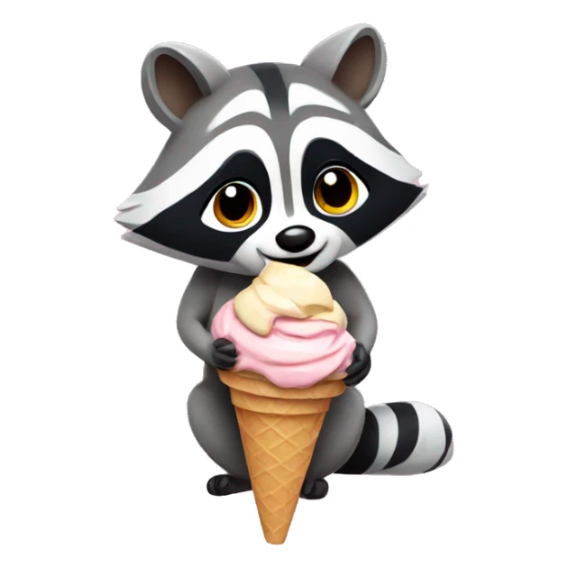Raccoon with an ice cream sticker
