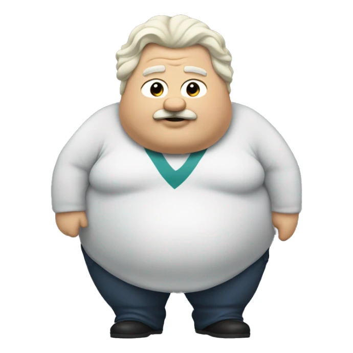 Obese, with white wavy hair and a single white mustache. sticker