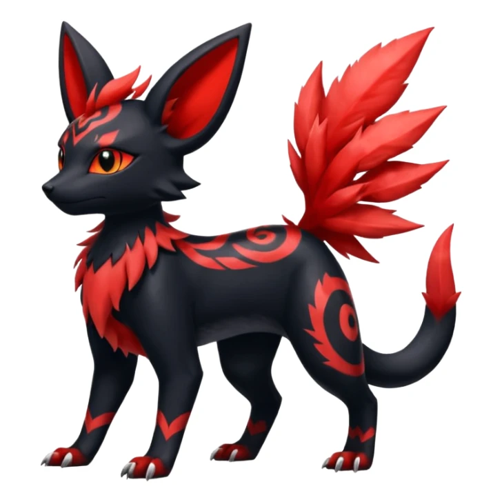  Shiny red Litten-Umbreon-Salandit-Jolteon-fusion sticker