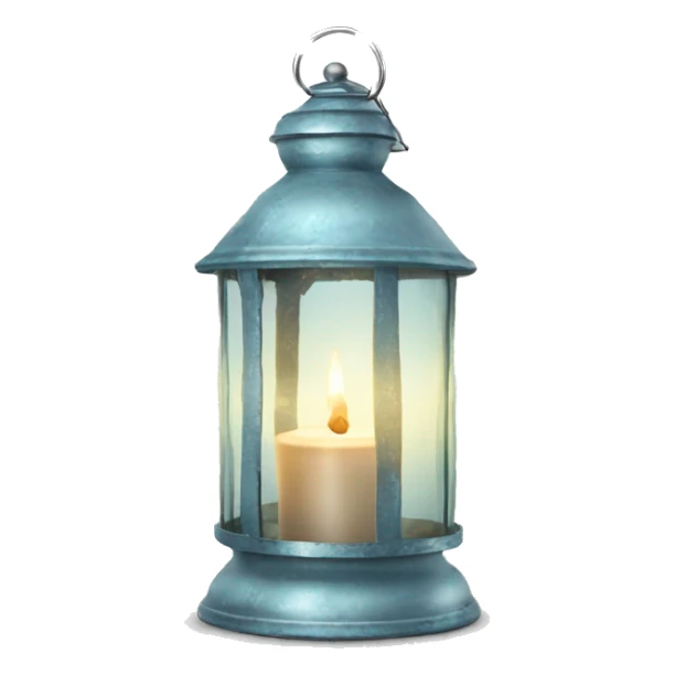 Realistic light blue rustic metallic and glass candle latern with lit candle inside sticker