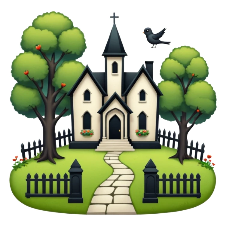Romantically overgrown Haunting graveyard field Victorian mansion birdhouse  sticker