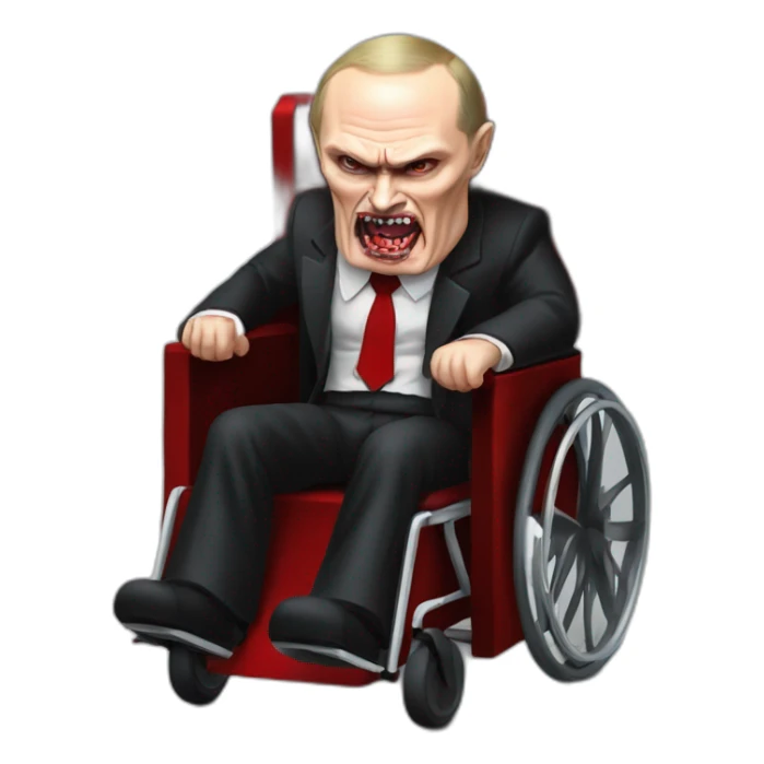Angry vampire vladimir putin meat cube dressed as dracula small wheelchair halloween mood sticker