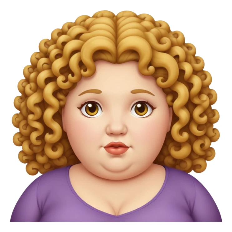 White obese woman with curly hair sticker