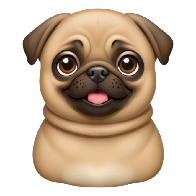 Cinematic Comical Fawn Pug Portrait Emoji, Head tilted dramatically with an exaggeratedly amused expression, featuring a glossy fawn coat with a smooth finish, wide, expressive dark eyes filled with playful disbelief, Simplified yet hilariously expressive features, highly detailed, glowing with a slightly sassy glow, high shine, dramatic yet playful, stylized with an air of cheeky mischief, bright and endearing, soft glowing outline, capturing the essence of a spirited and over-the-top companion, so meme-worthy it feels like it could side-eye its way into internet fame instantly! sticker