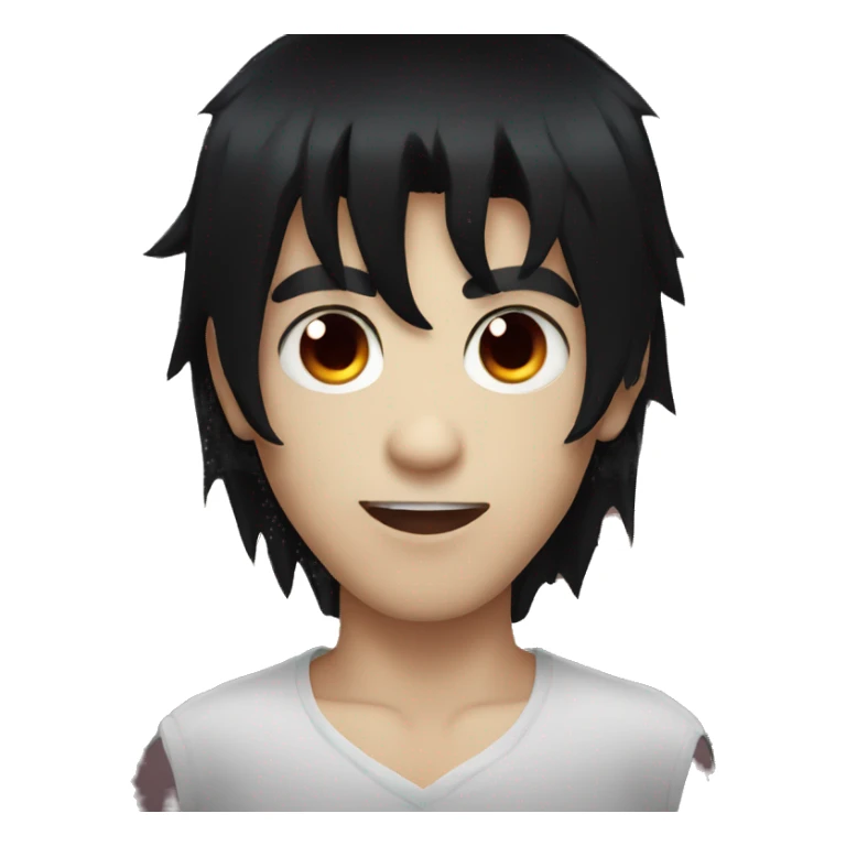 Vampire boy with black hair mullet and demon horns sticker