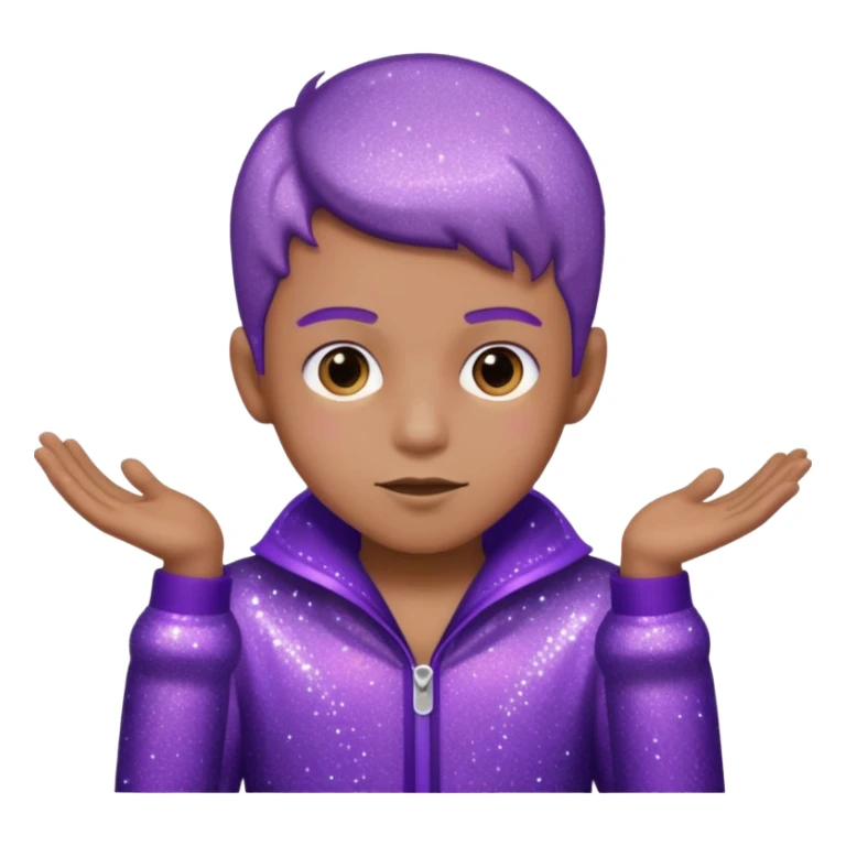 boy supervisor wearing glitter purple glittery clothes sticker