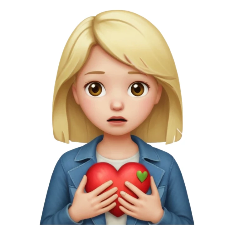 Blonde apple emoji girl having heart attack sticker