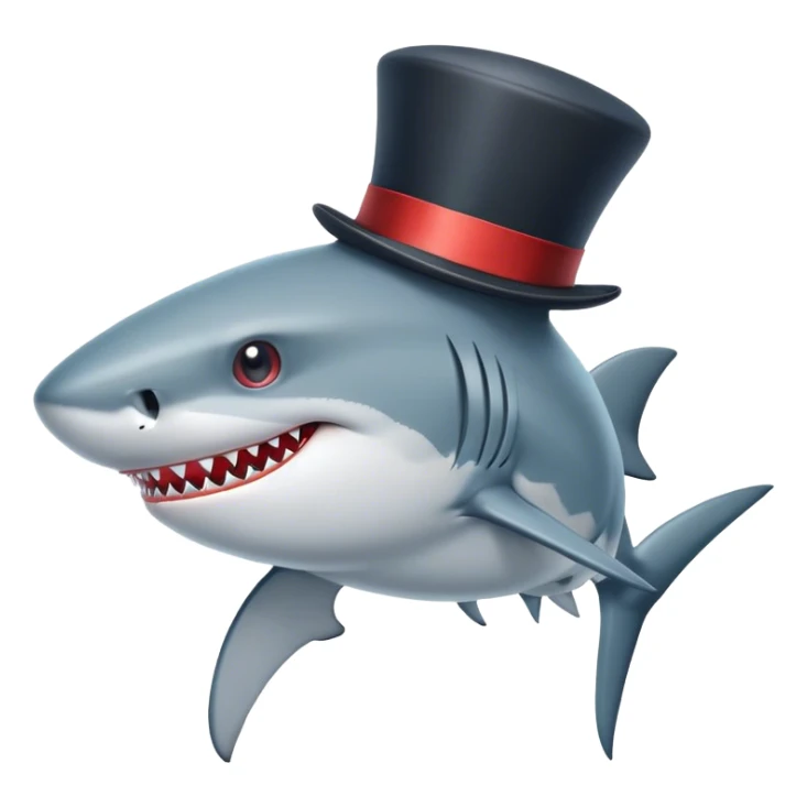 Shark with a top hat sticker