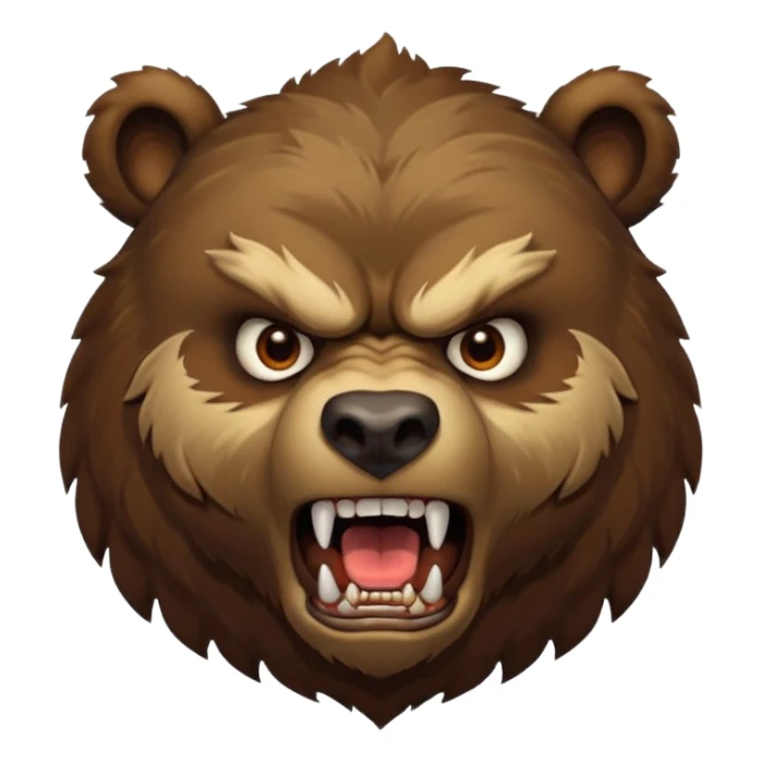 An ancient bear, forest guardian, aggressive angry, front profile, face portrait focus sticker