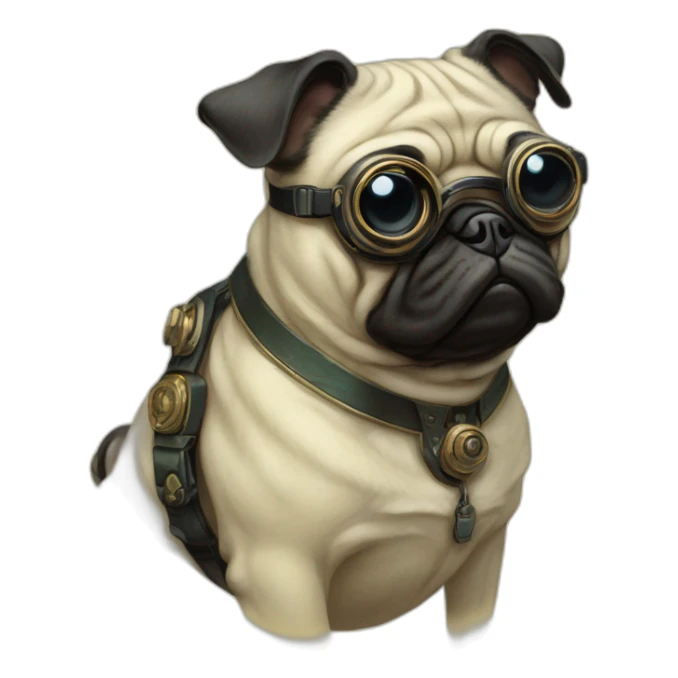 A cyberpunk pug in Art Nouveau style during 1910 sticker