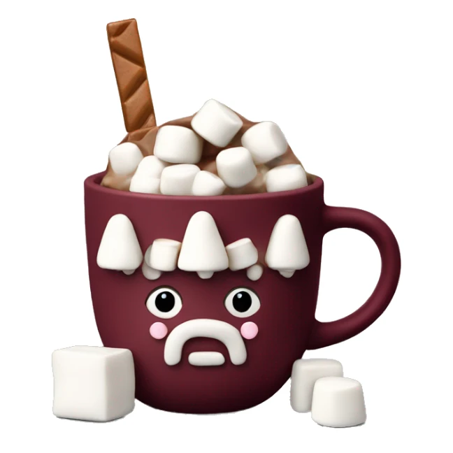 christmas burgundy colour cup with chocolate and marshmallows sticker