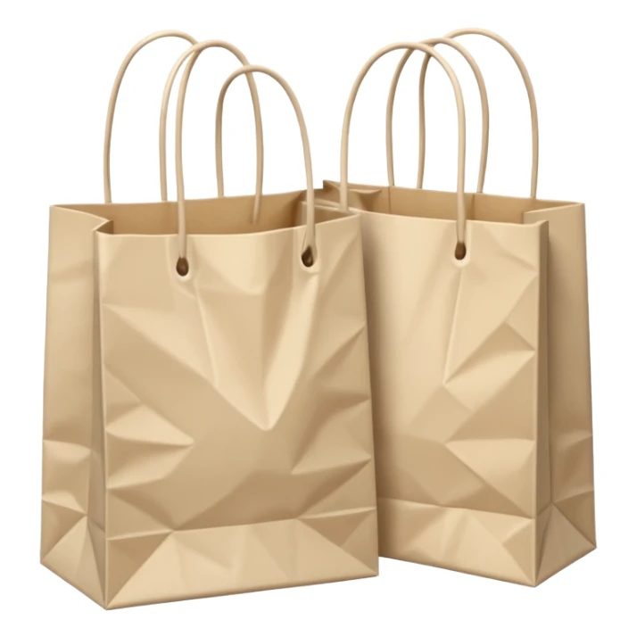 Two Pale beige paper shopping bags sticker