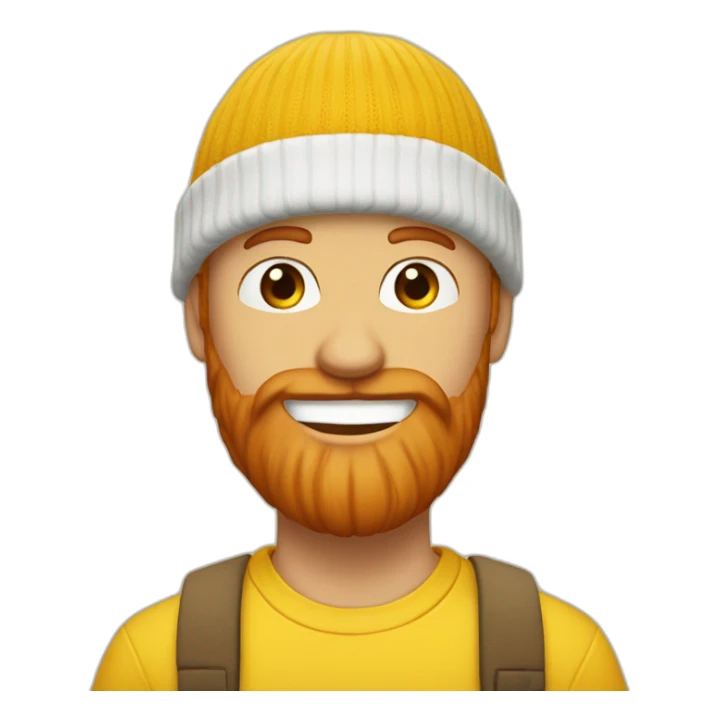 red-bearded-guys-white-teeth-wearing-yellow-beanie-white-shirt sticker