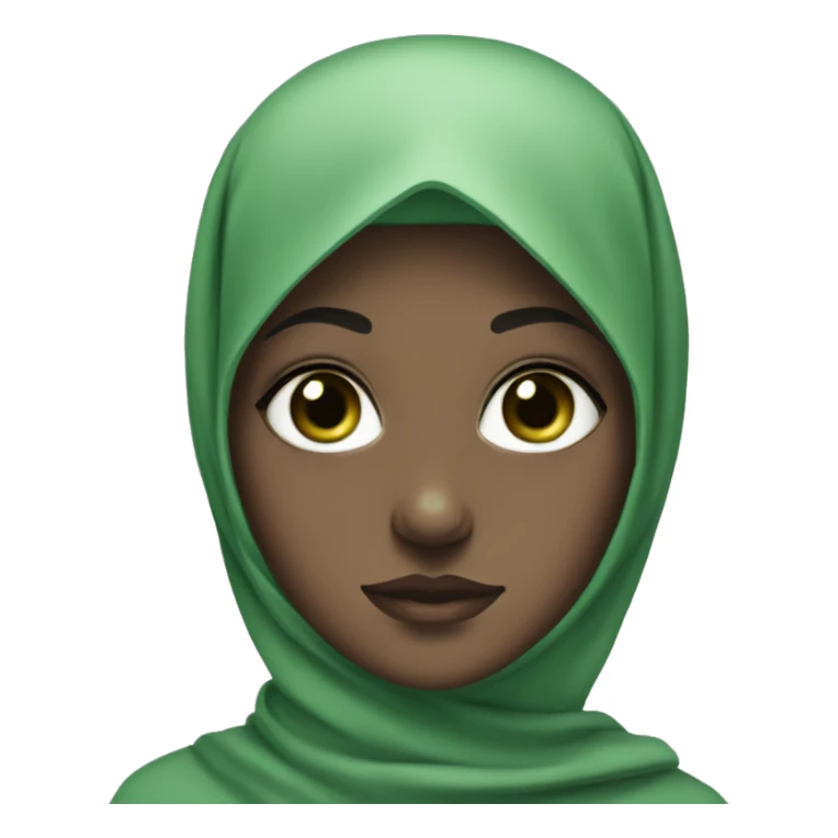a pale girl with green eyes and a black hijab sticker