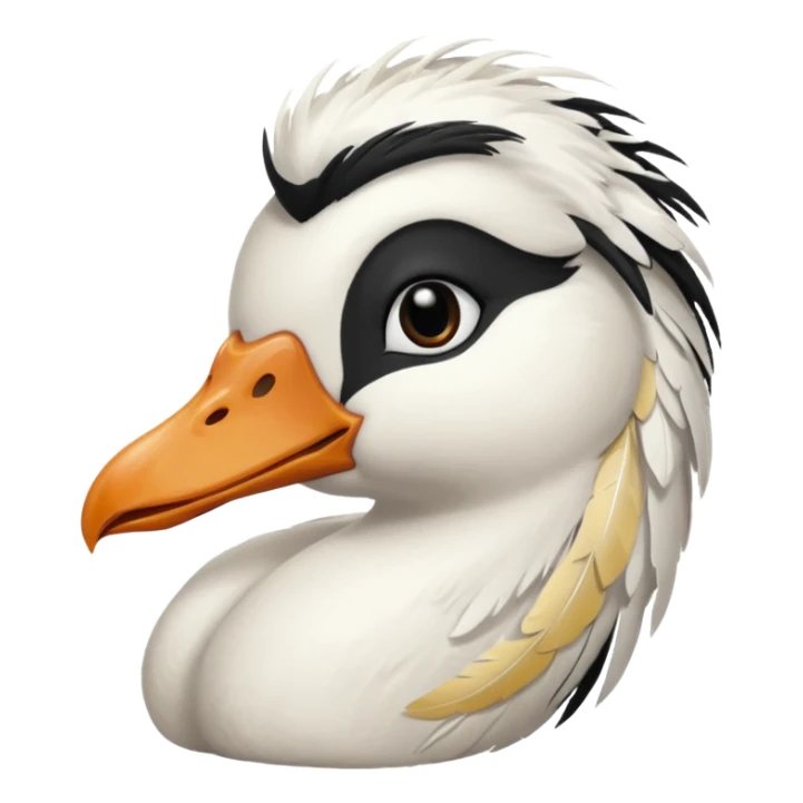 goose with long black hair and swoop bangs over one eye sticker