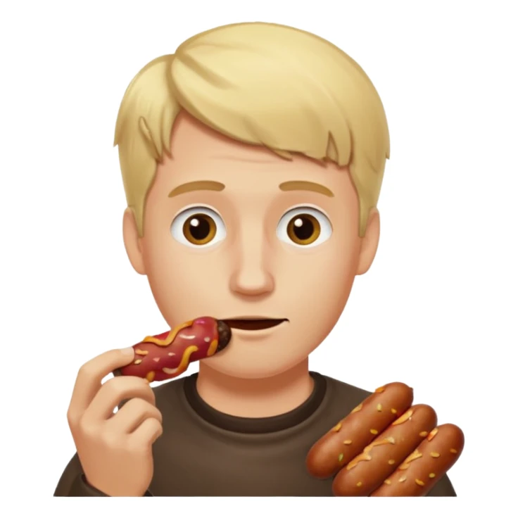 Hombre Rubio con una salchipapas pero la salchicha está quemada sticker