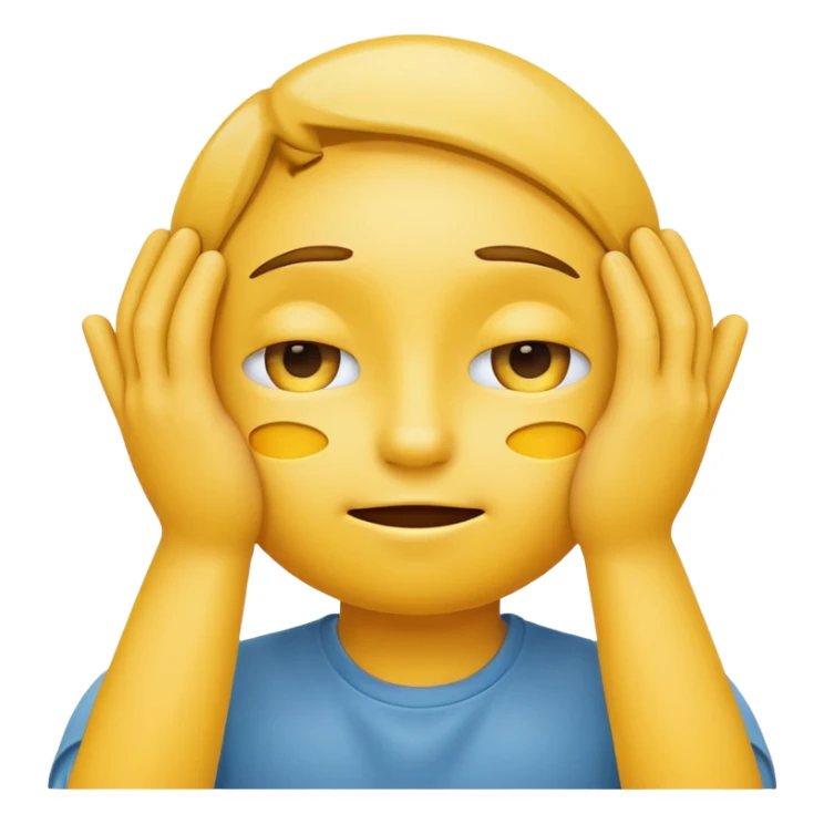 yellow emoticon with hands over eyes not smiling sticker