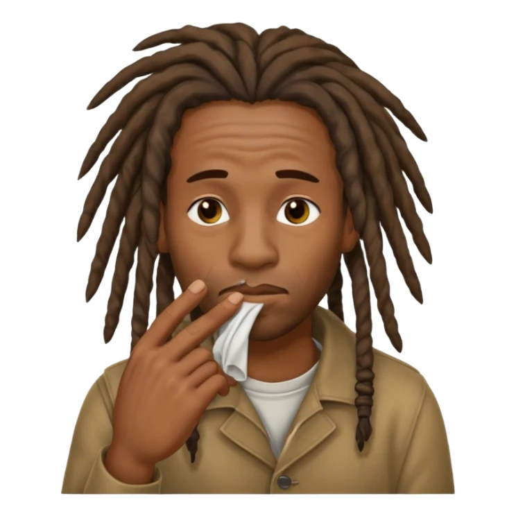 Black man with dreads wiping his nose with index finger sticker