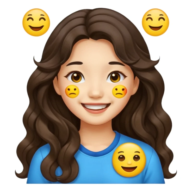 Asian girl with long wavy hair emoji sticker