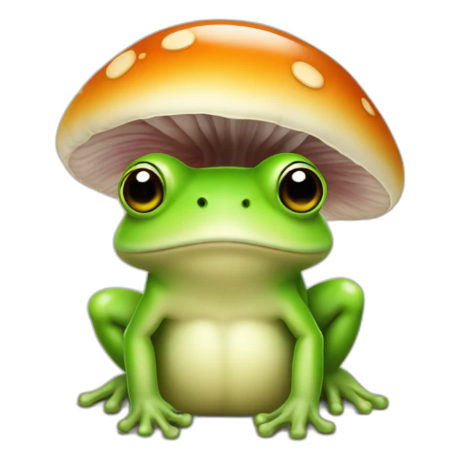 Grenouille kawaii avec un champignon sur la tête sticker