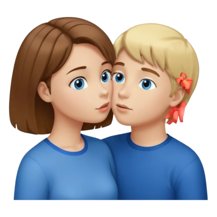 una ragazza con il caschetto marrone che bacia un ragazzo con i capelli biondi e gli occhi azzurri sticker