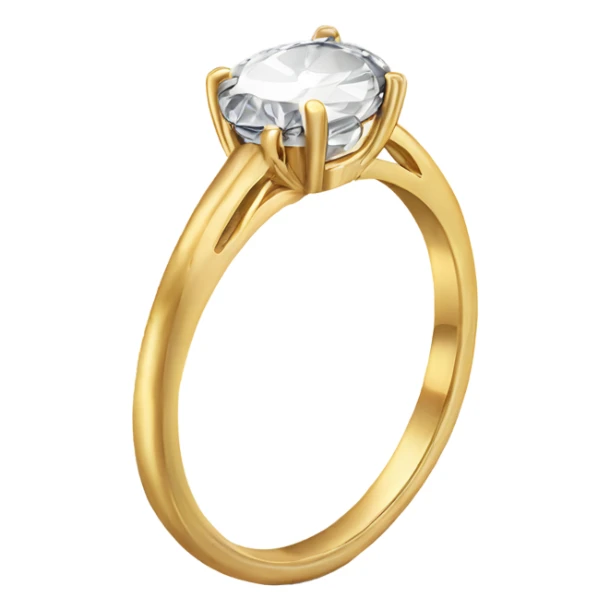 Gold engagement ring with an oval diamond on the top held by four prongs sticker