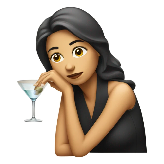 Tired woman with a martini glass sticker