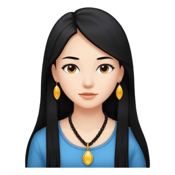 mujer joven con piel blanco y pelo largo negro y lacio sticker