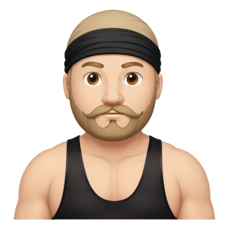 White skin fat guy with black durag, beard and mustache in wrestling singlet sticker