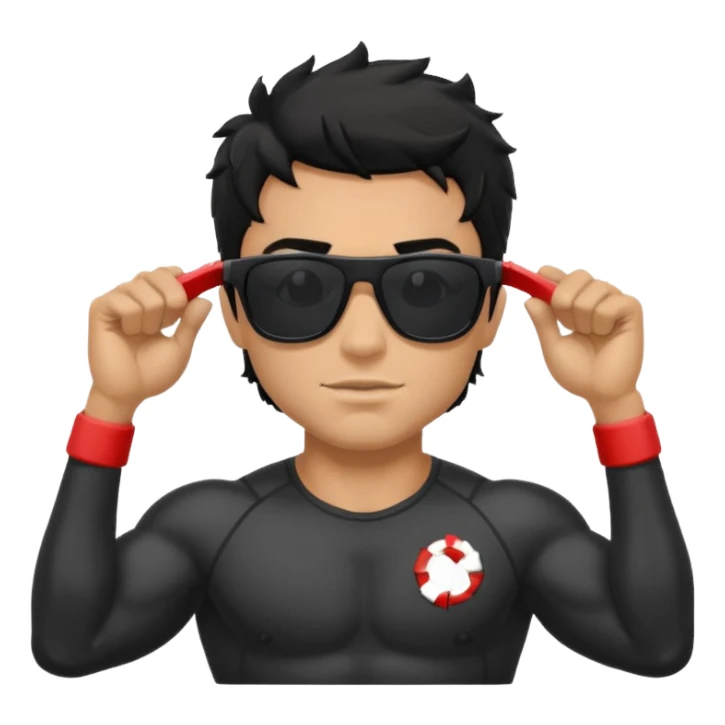 Dark Tan Muscular lifeguard with messy black hair sticker