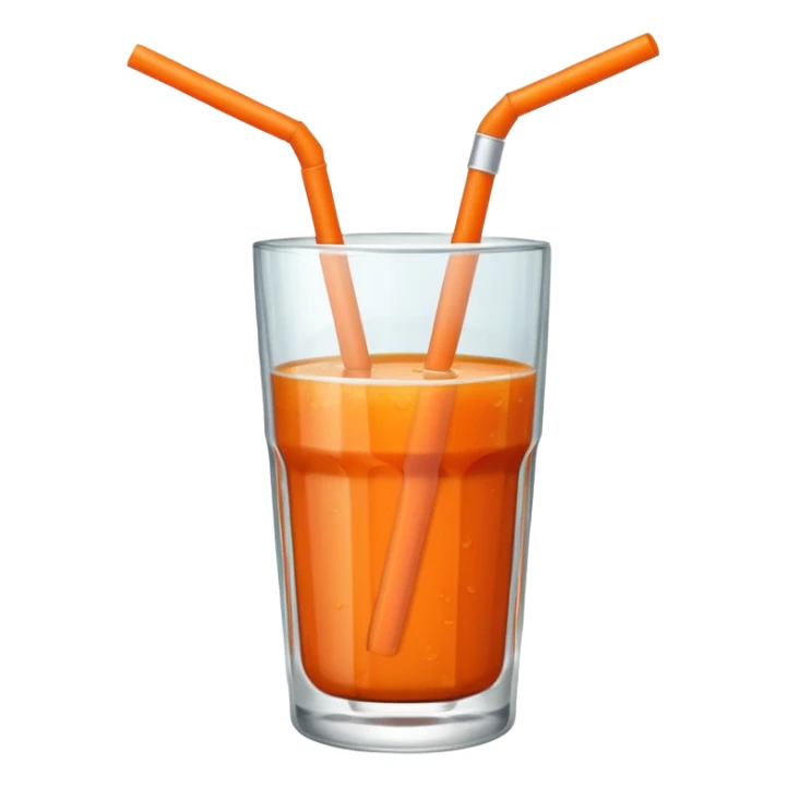 a glass of carrot juice with a straw, simple, clear sticker