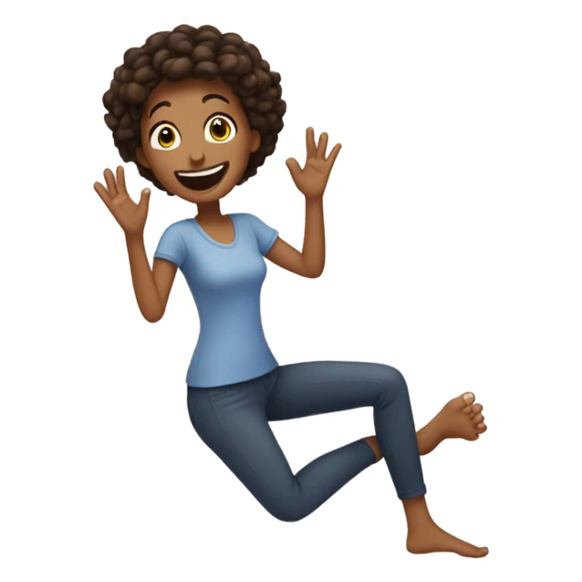 woman very happy as she grabs her toes sticker